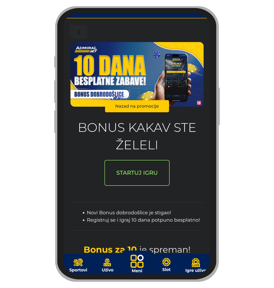 Admiral Bet ponuda dobrodošlice