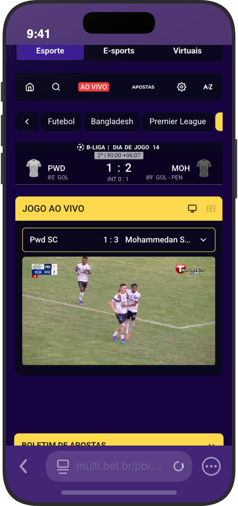 Transmissão so vivo de futebol na Multibet