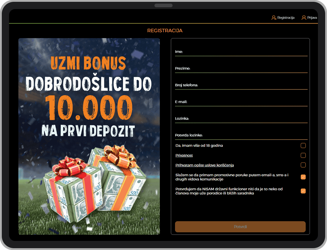 Registracija na BetOle