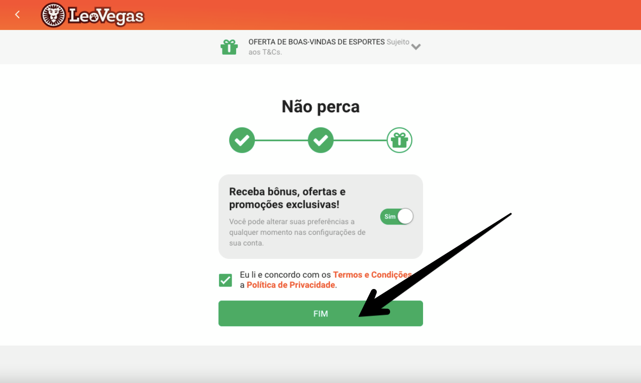 Pressione o botão ‘Fim’