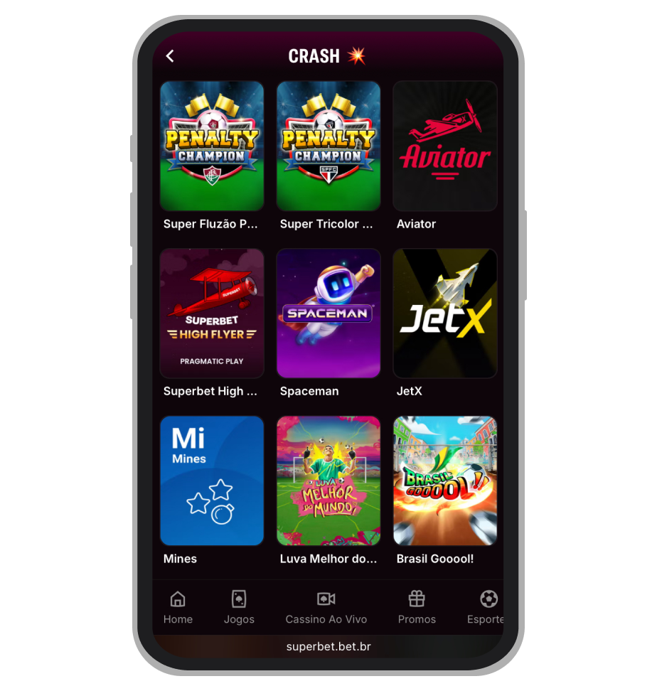 Jogos Crash no Superbet 