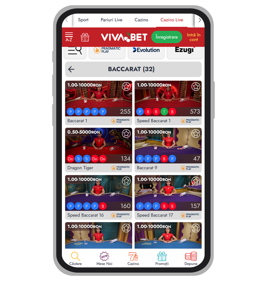 Live Baccarat la Vivabet