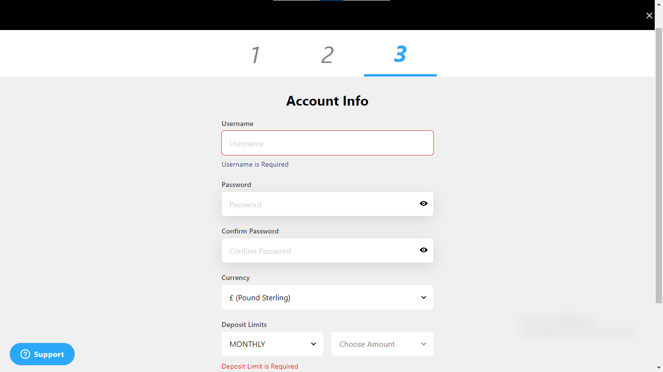 Enter account info 
