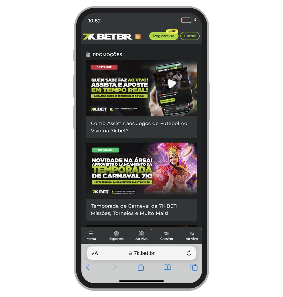 Promoção no site 7K.bet