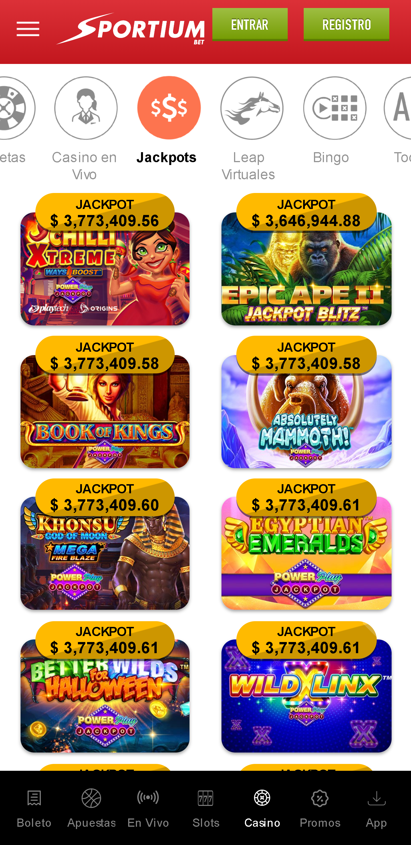 Jackpots juegos