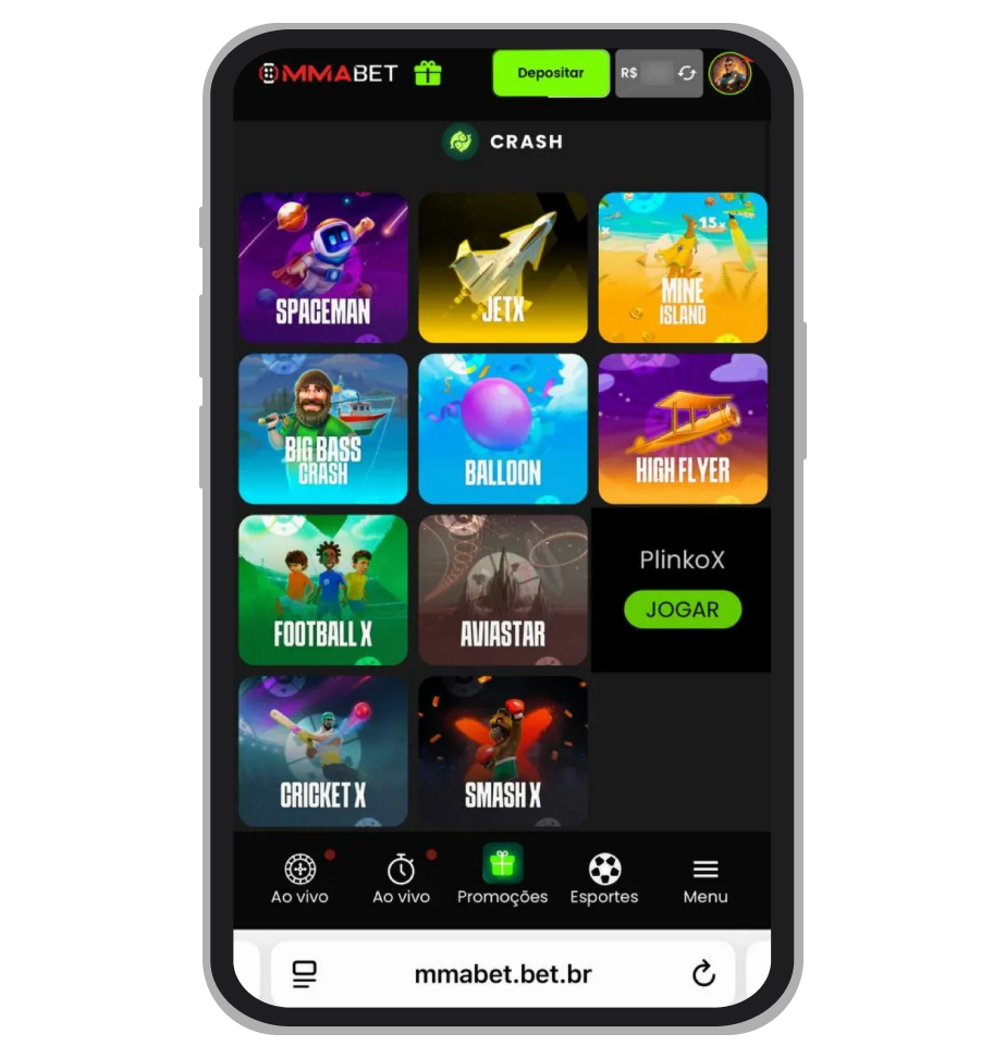 A seção de jogos Crash