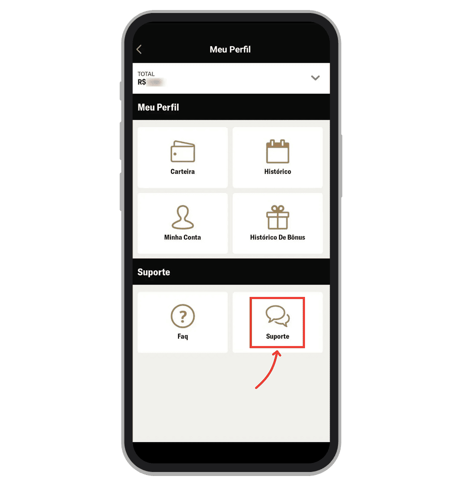 Escolha “Suporte”