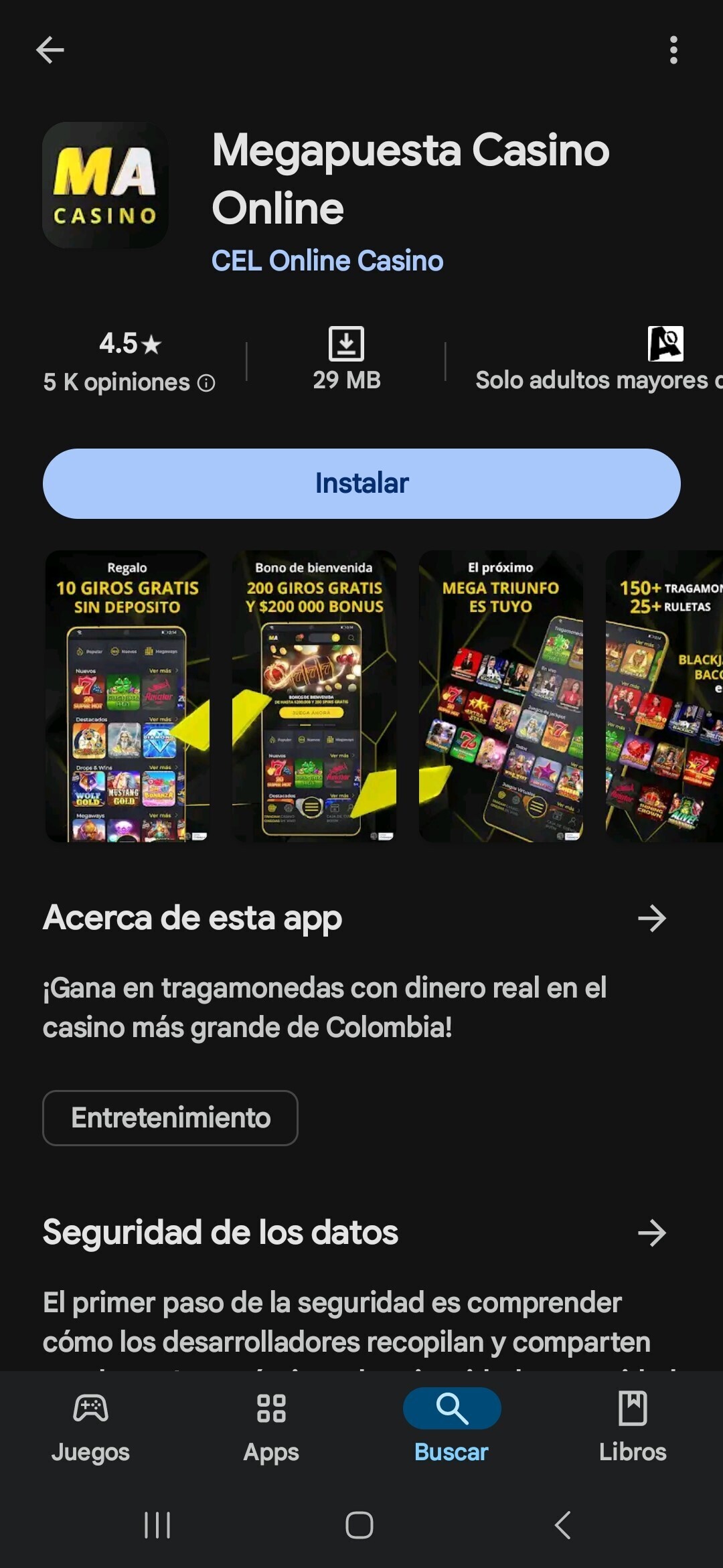 App de MegApuesta en Play Store