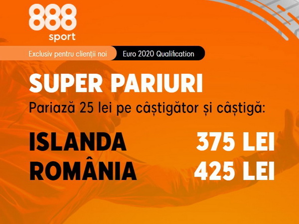 legalbet.ro: 888 Sport are cea mai tare promoţie a meciului Islanda - România.