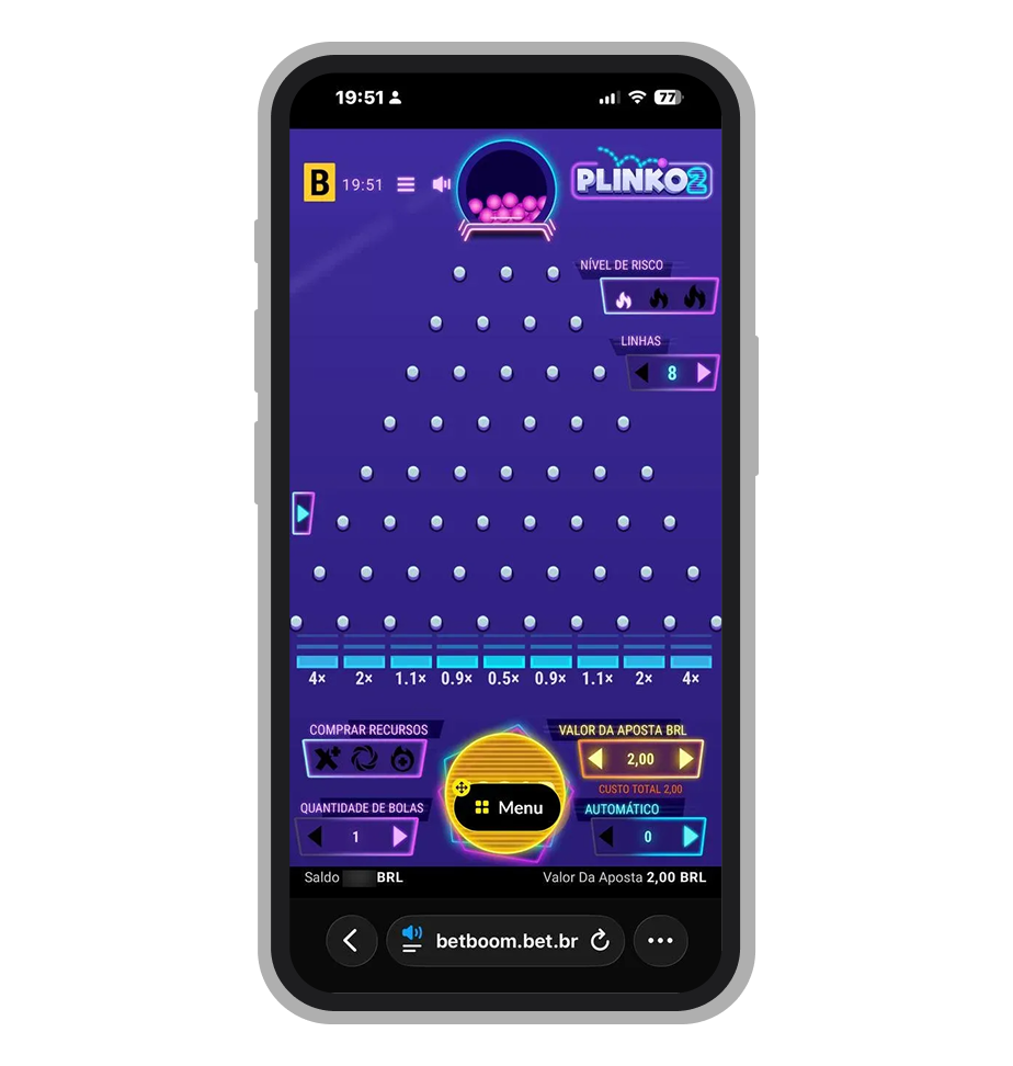 Plinko 2 da BGaming aberto no site da BetBoom 