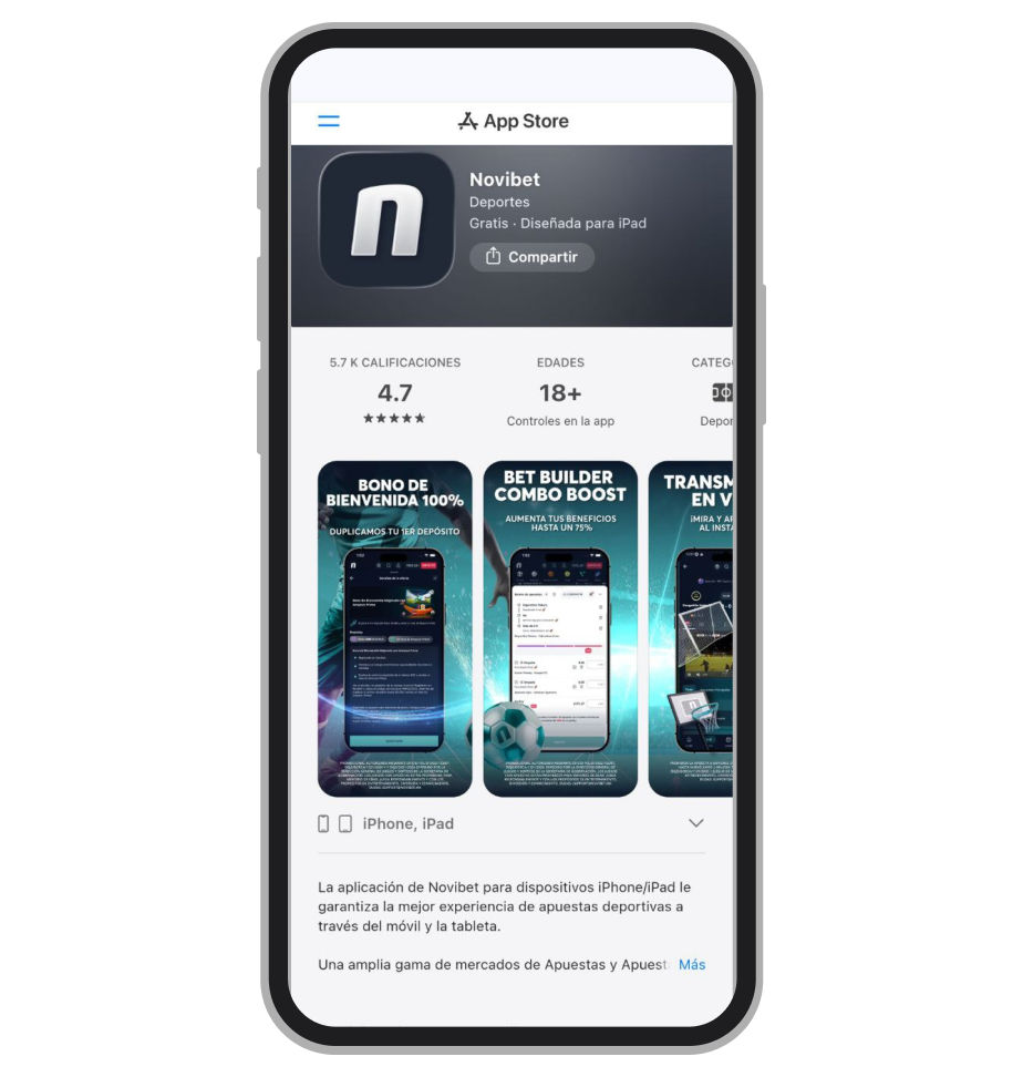 App de Novibet para iOS
