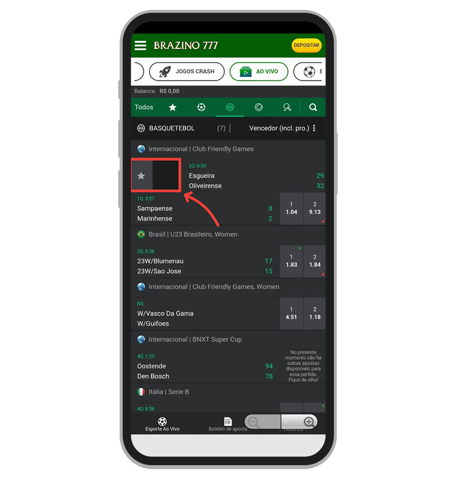 Pode adicionar eventos a sua lista de favoritos personalizada