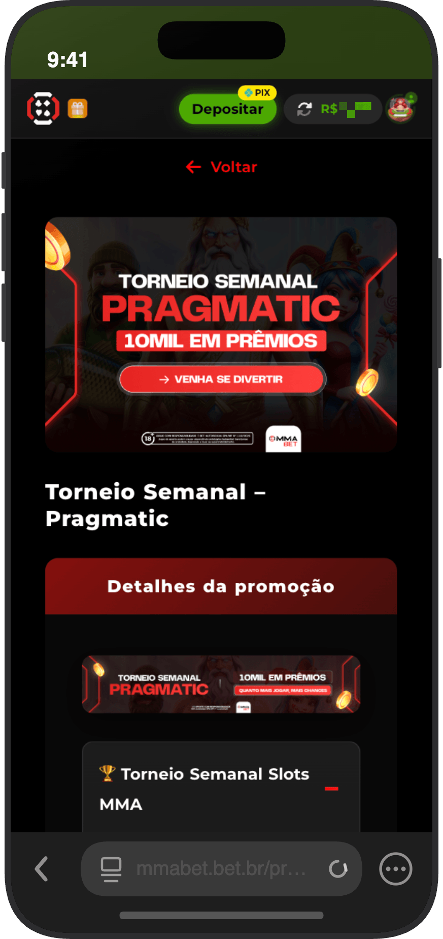 Torneio semanal Pragmatic Play no cassino MMABet com R$ 10 mil em prêmios