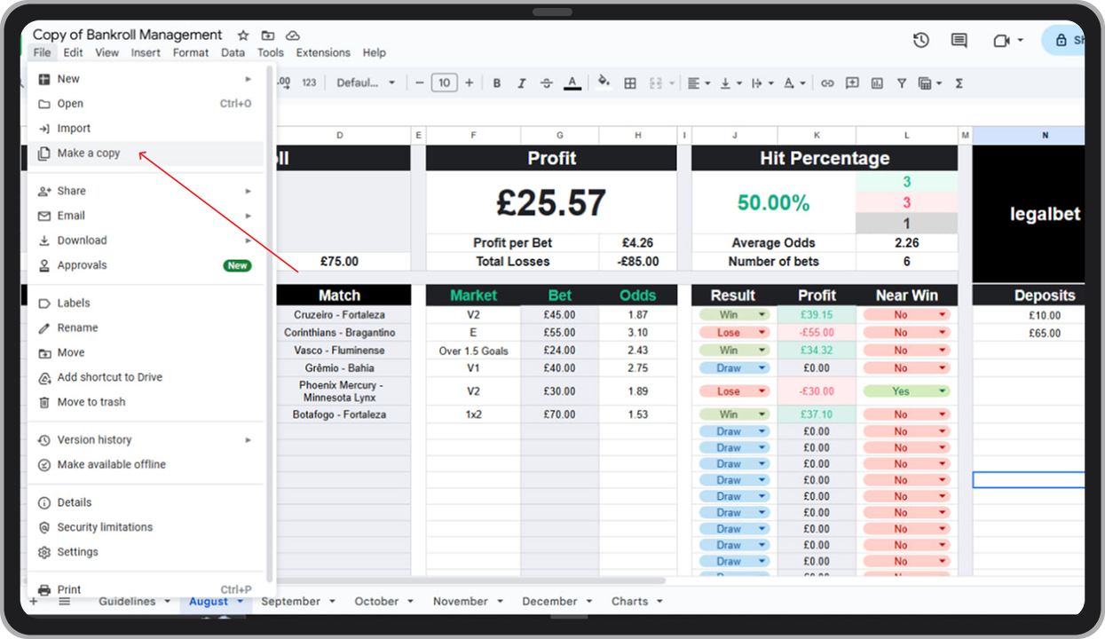 Make a copy of the spreadsheet