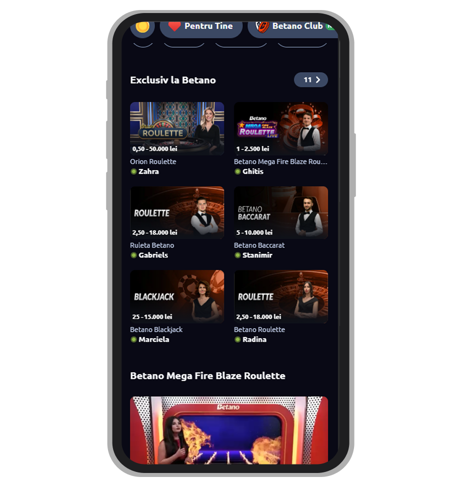 Betano Casino în format mobil