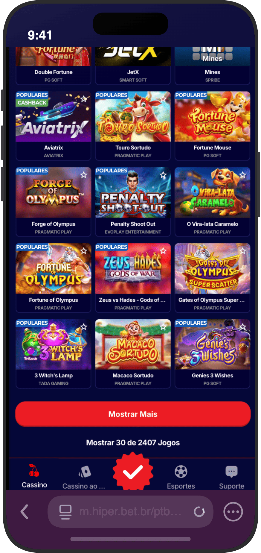 Catálogo de slots do cassino HiperBet