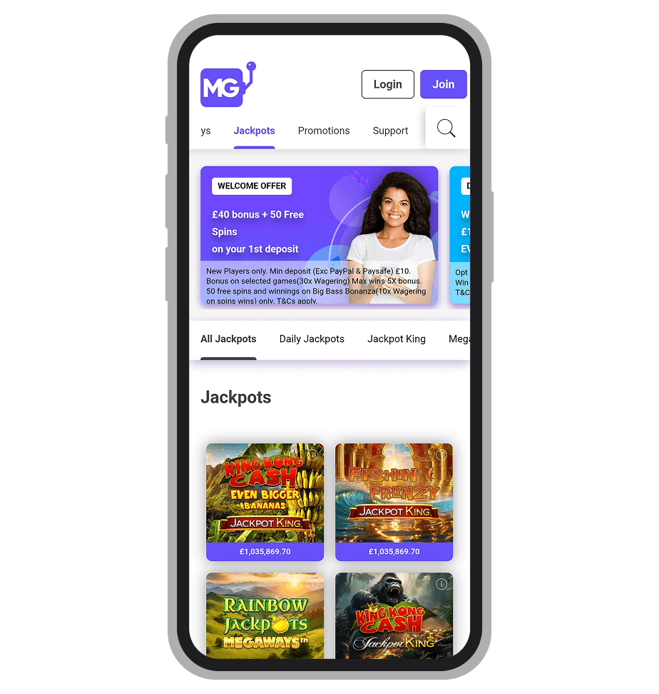 Jackpots page