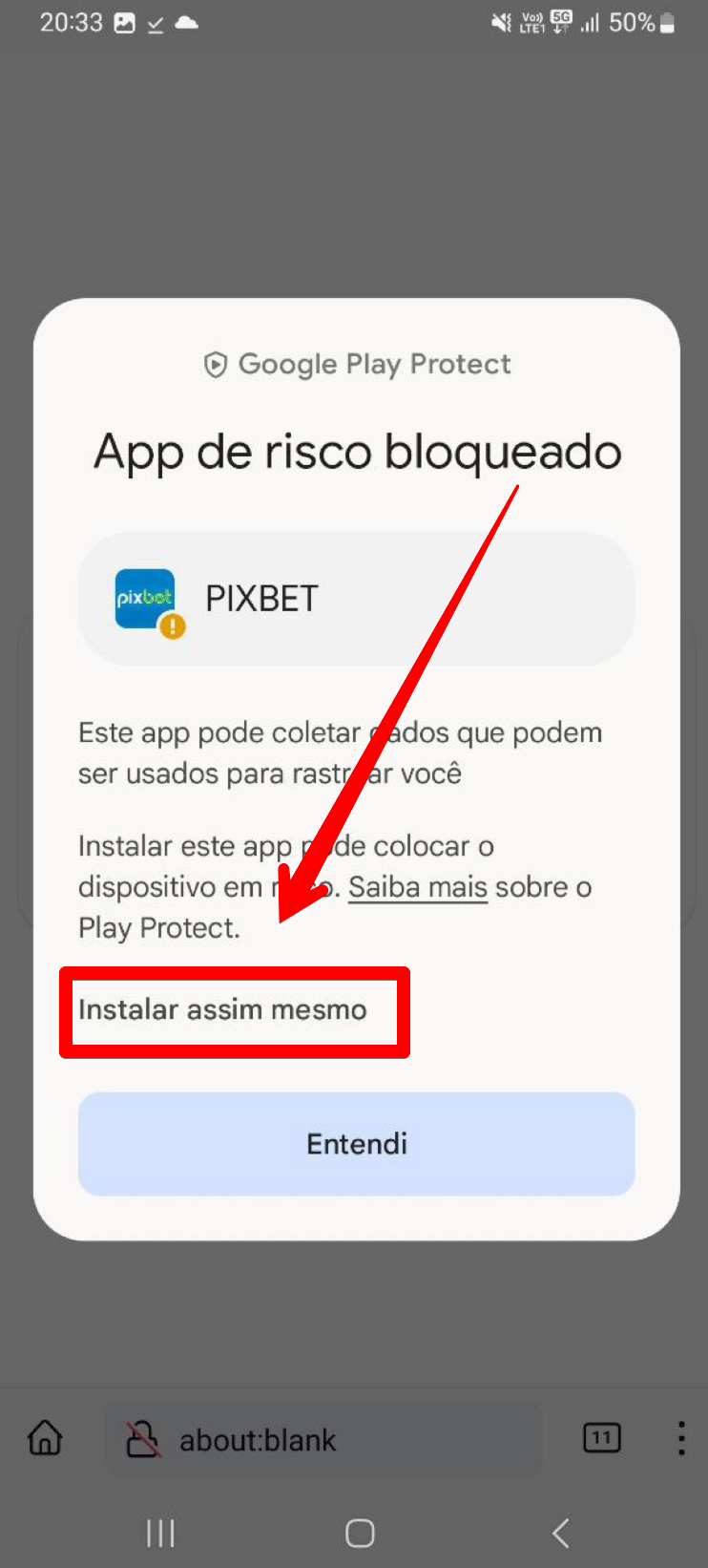Instalação do app da Pixbet