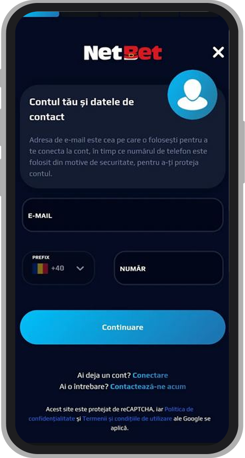 Formular de înregistrare Netbet Casino (prima parte)