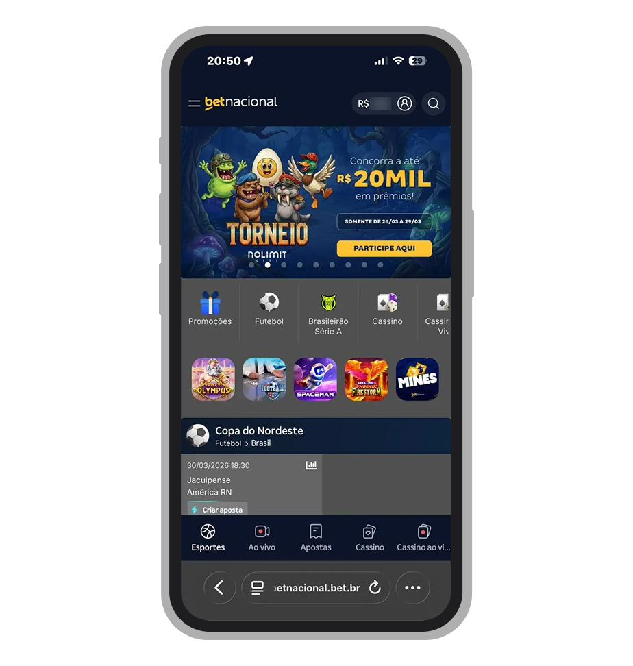 Apostas de R$ 2 na plataforma Betnacional
