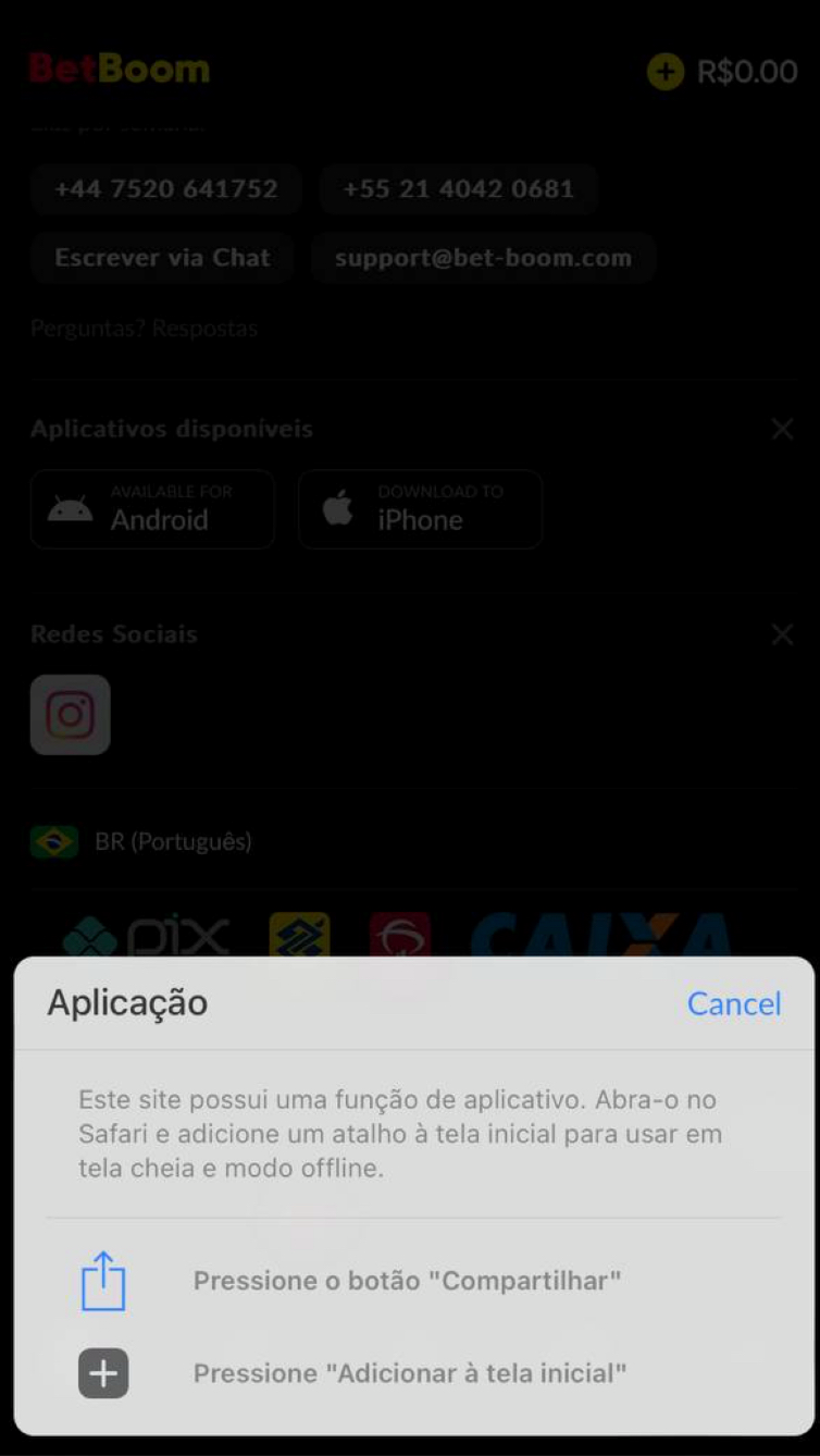 As recomendações da plataforma é criar atalho