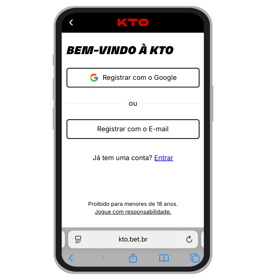 Opções de registro na KTO