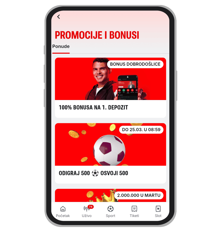 Stranica sa promocijama na Superbet
