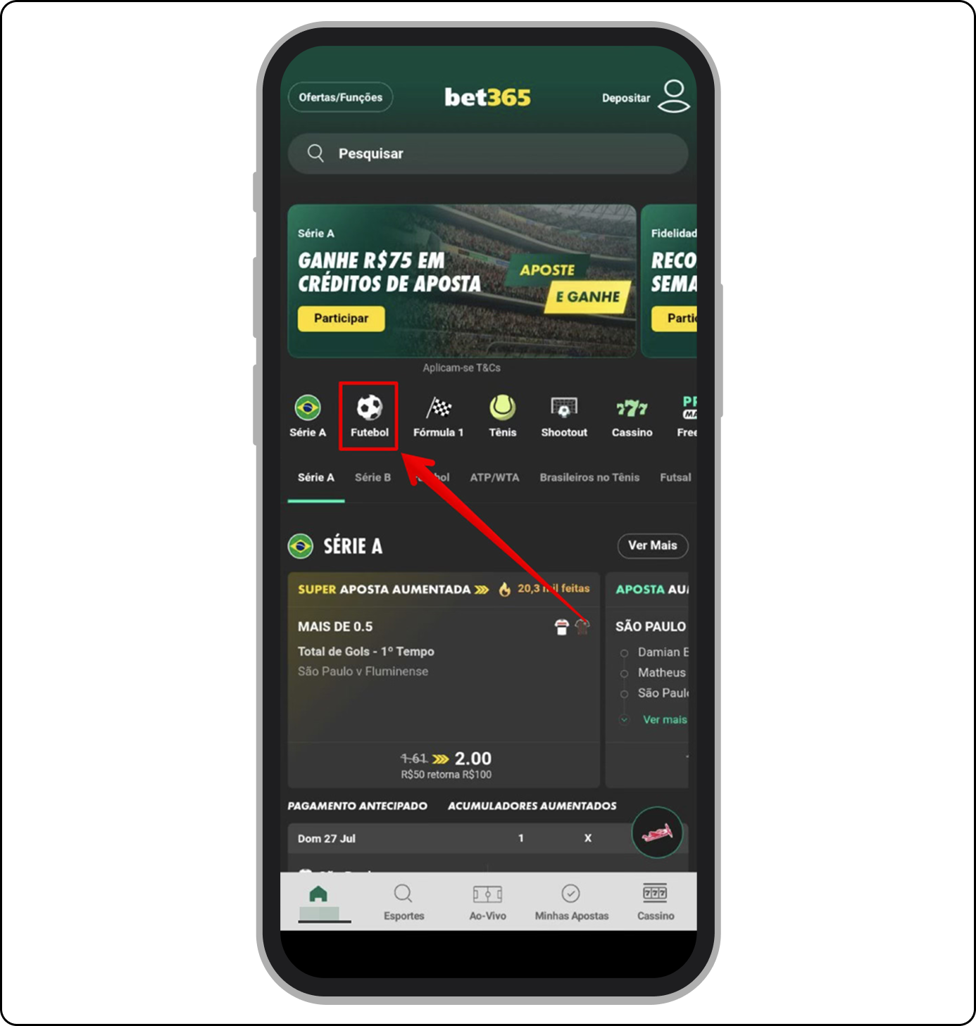 Escolha um dos esportes disponíveis