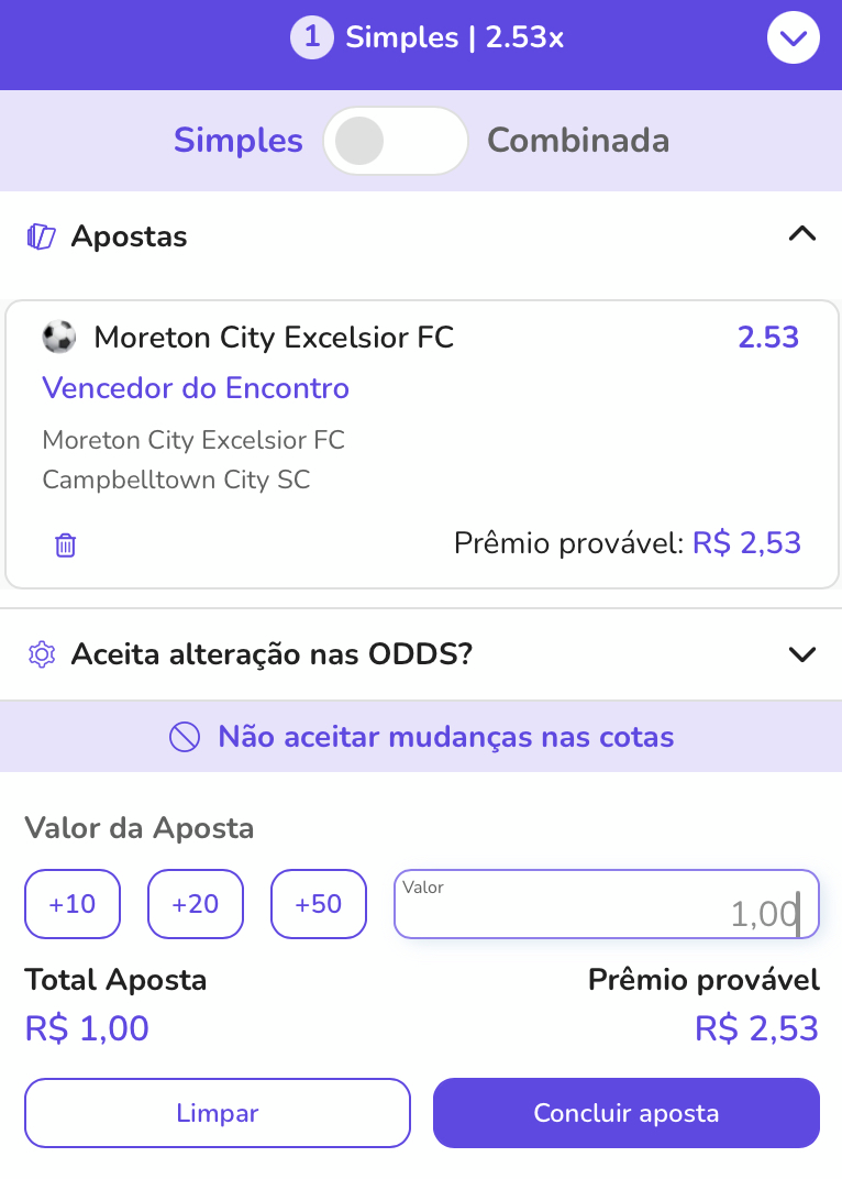Aposta mínima aceita na Betsul é de R$1