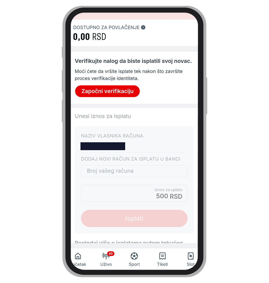 Superbet isplata na tekući račun