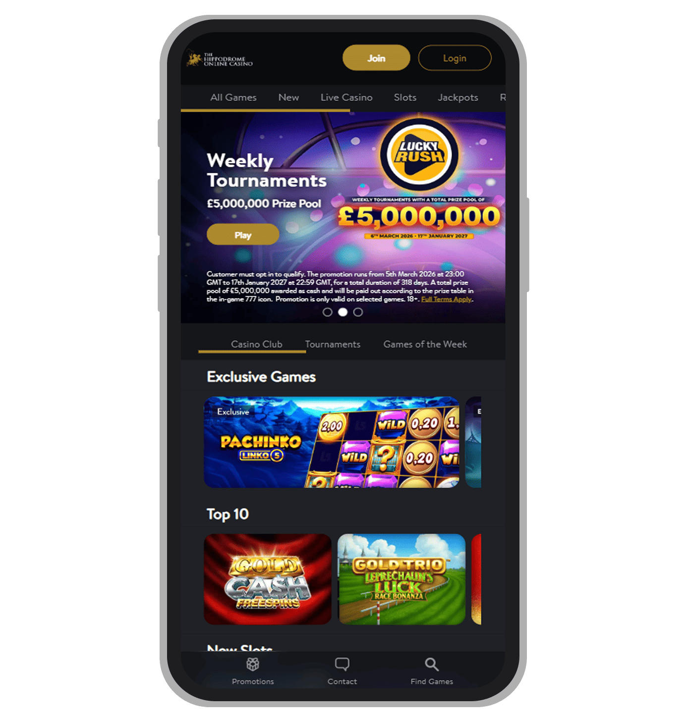 Hippodrome Casino Homepage