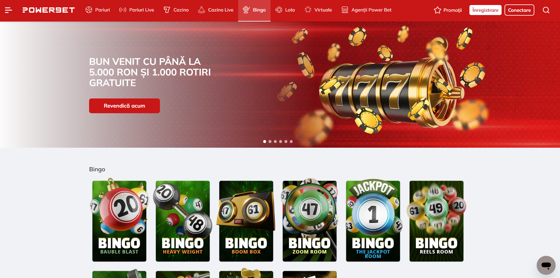 Sectiune Bingo la Powerbet casino