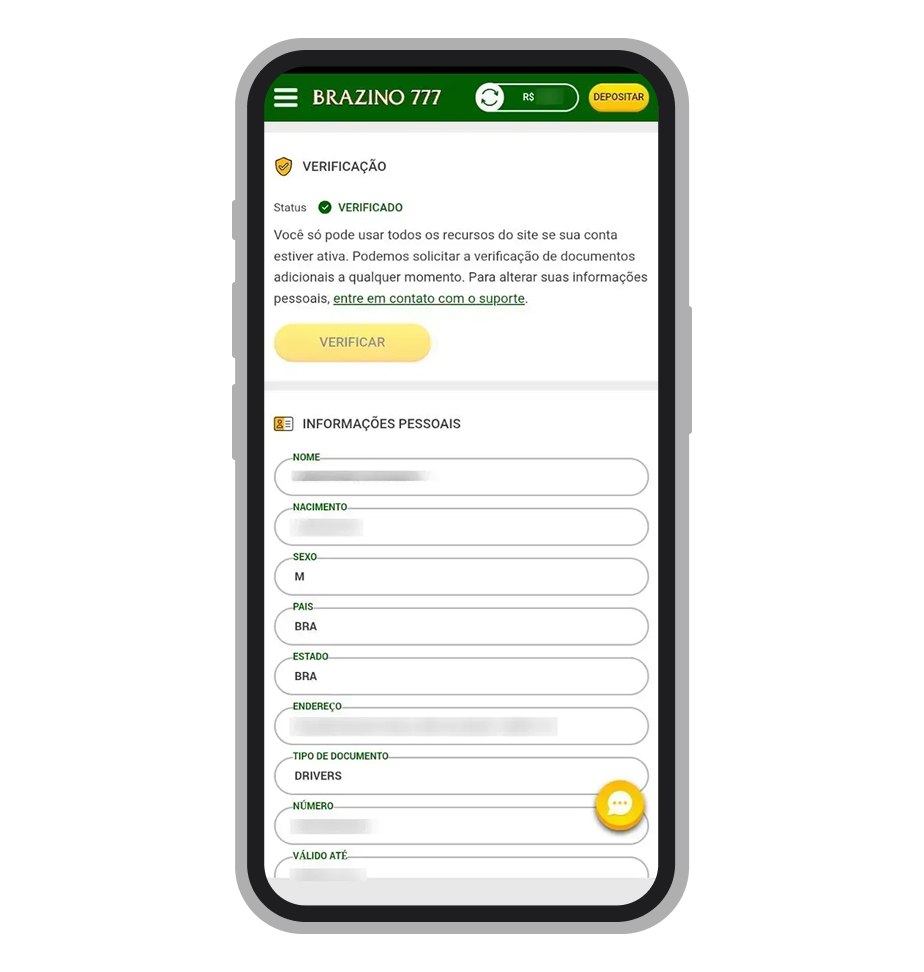 Preencha todas as informações faltantes e faça a verificação