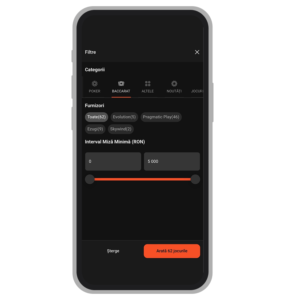 Filtre pentru cazinoul live