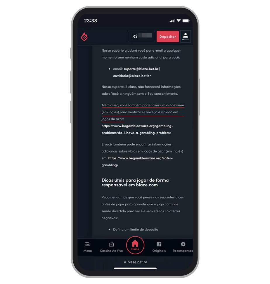 Auto Avaliação está disponível porém apenas em inglês