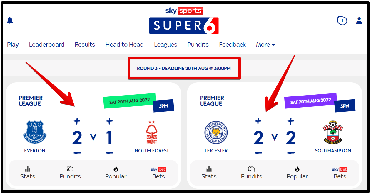 Super 6 involves choosing the scores of each listed game