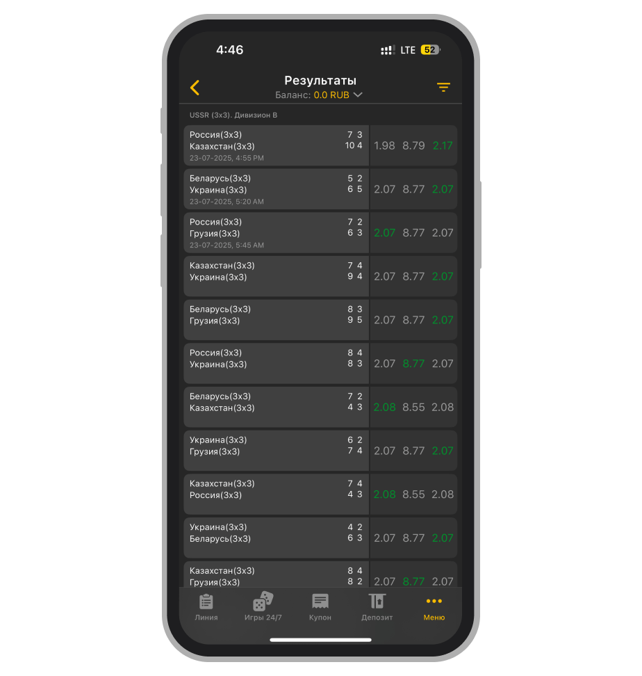 Результаты событий в БК «Мелбет»