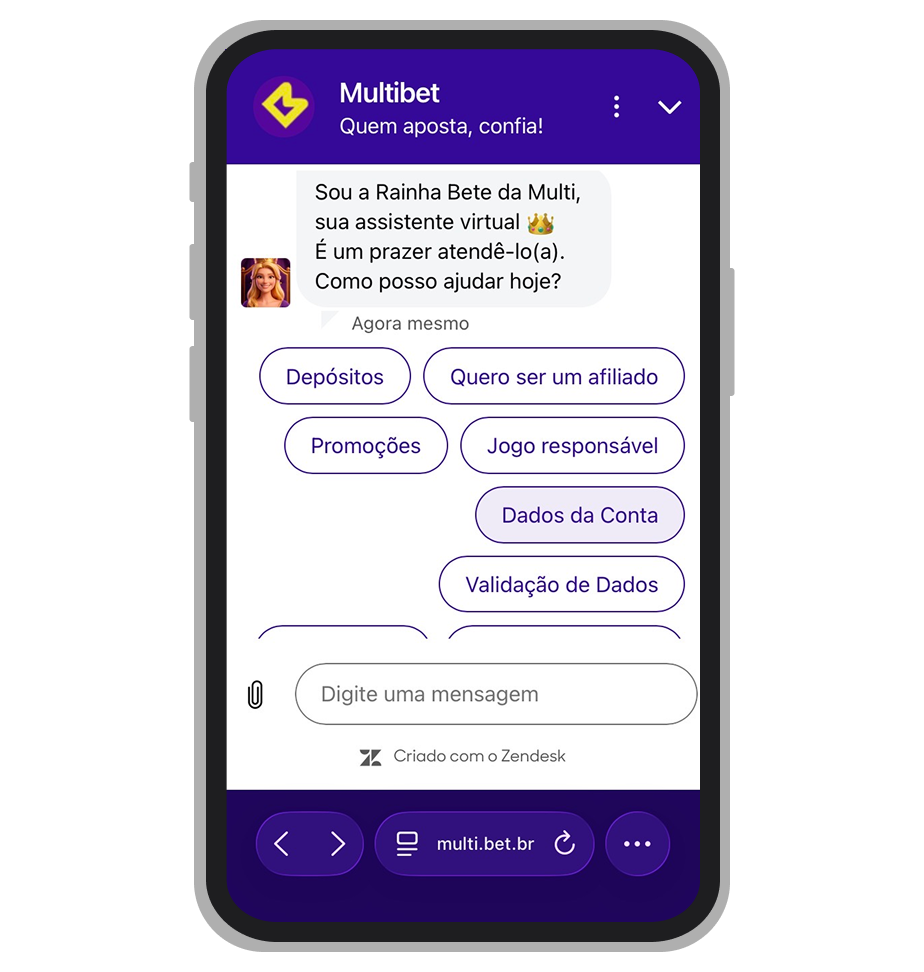 Chat ao vivo no site Multibet