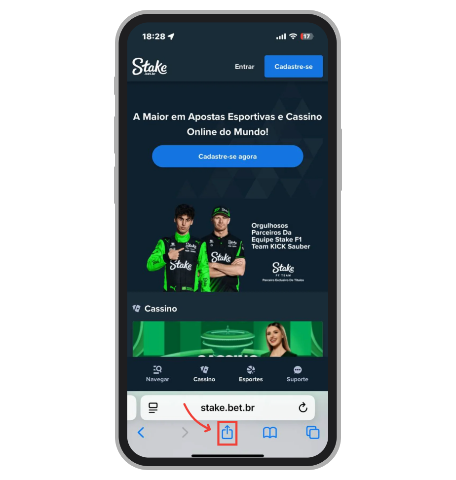 Toque no botão de compartilhar 