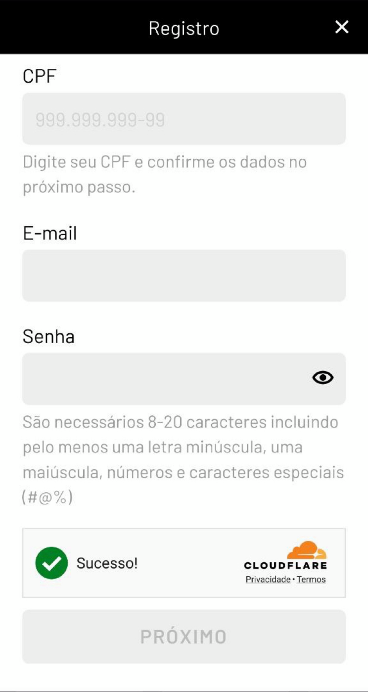 Informe o seu CPF e pense em uma senha