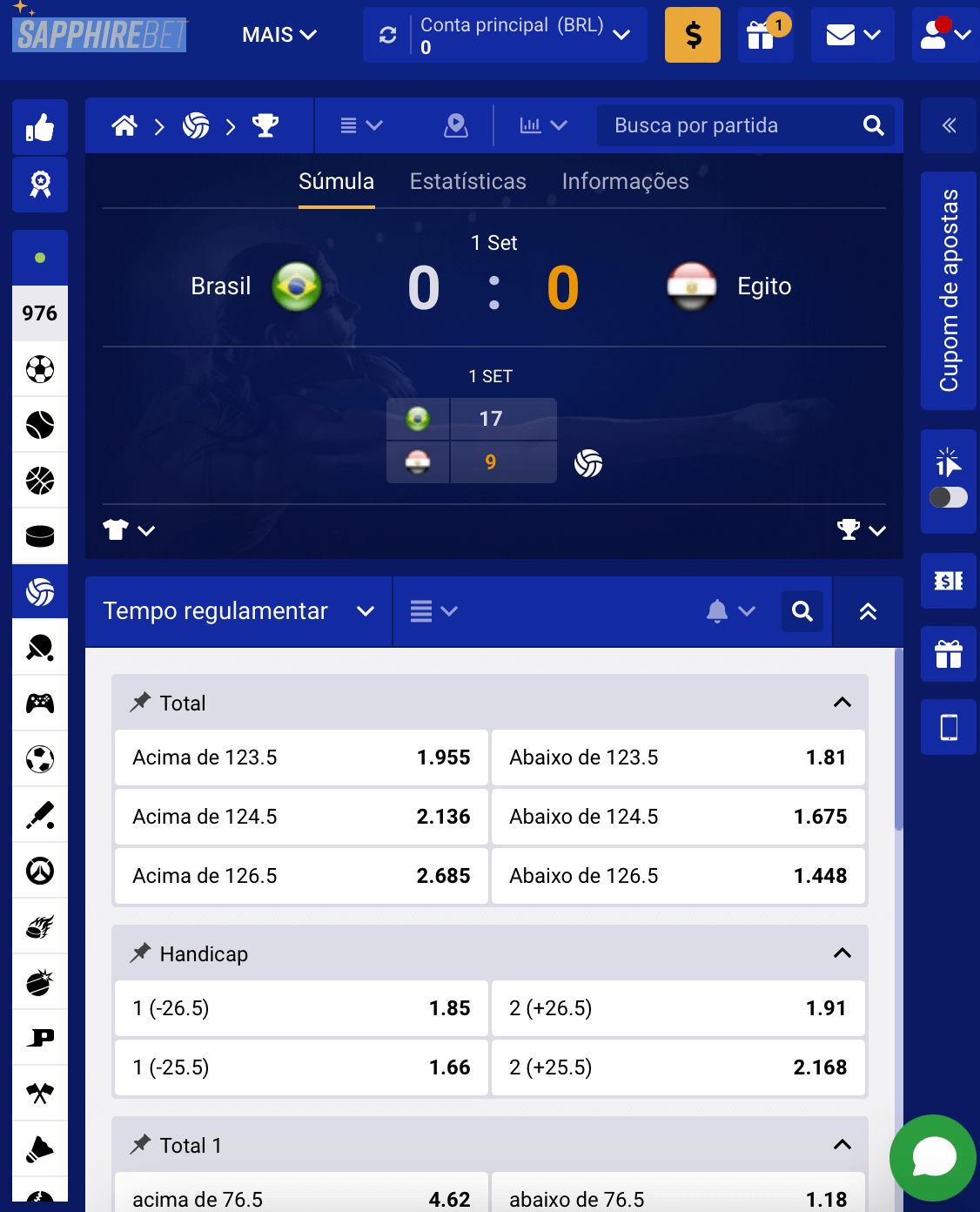 Como apostar na SapphireBet ao vivo