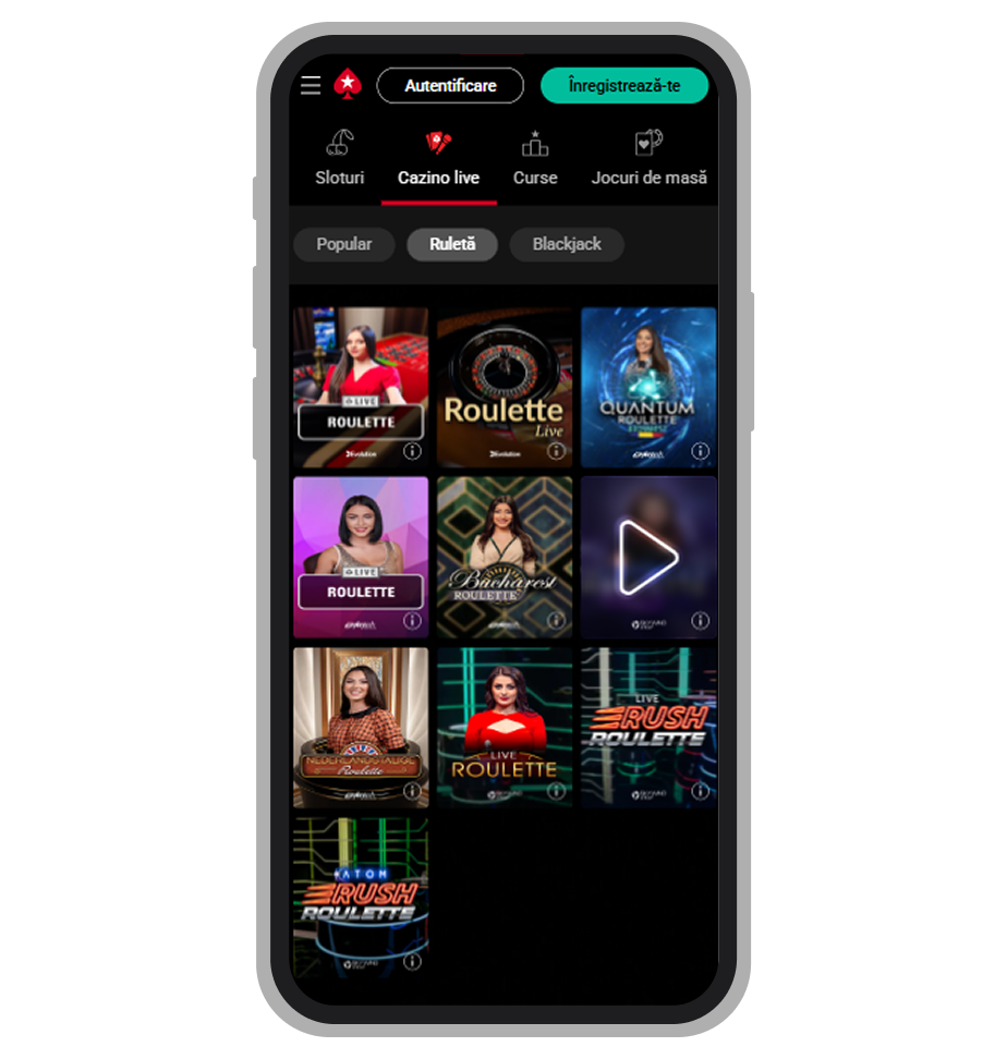 Mese de ruletă live la PokerStars