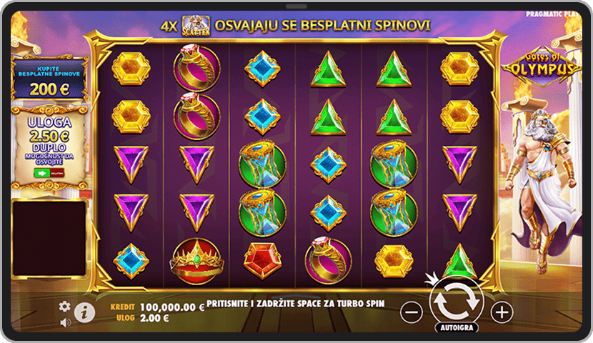 Probajte Gates of Olympus slot