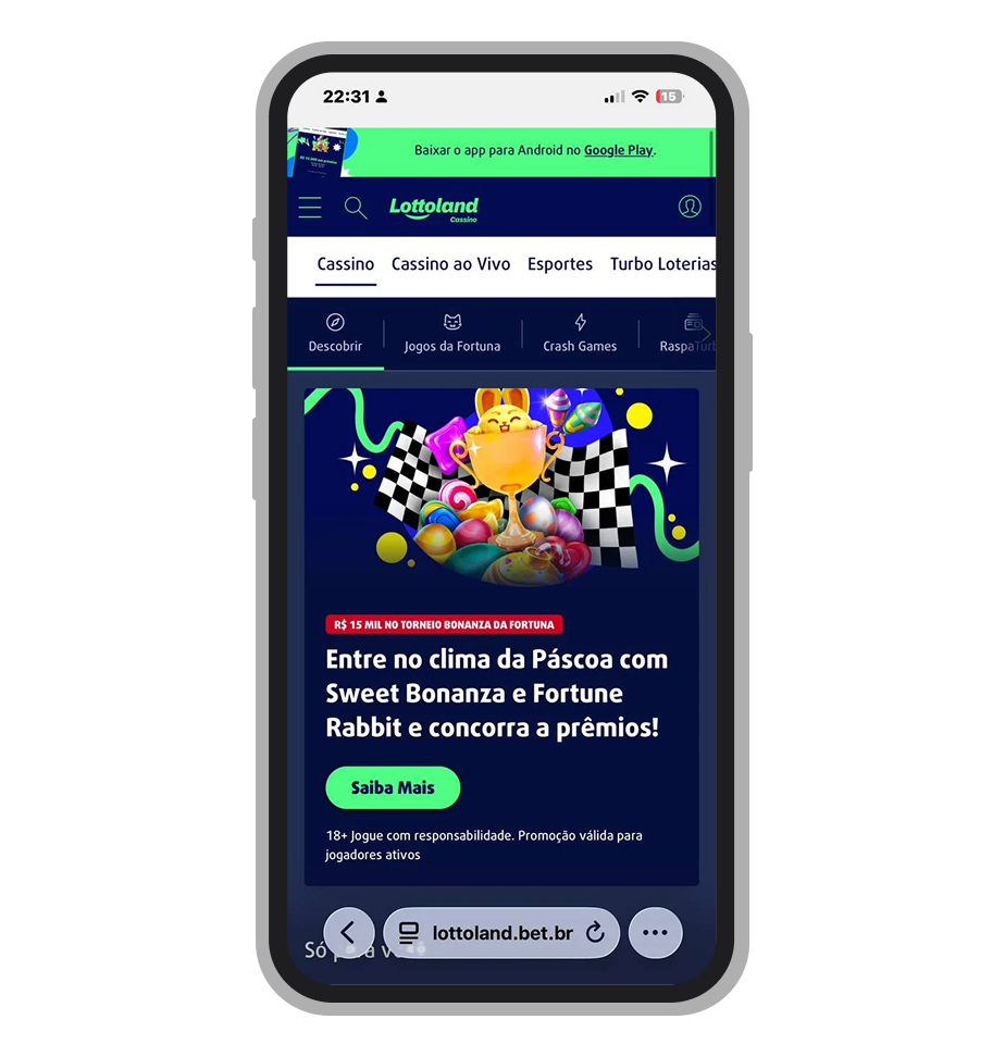 Seção de cassino online na Lottoland com jogos disponíveis