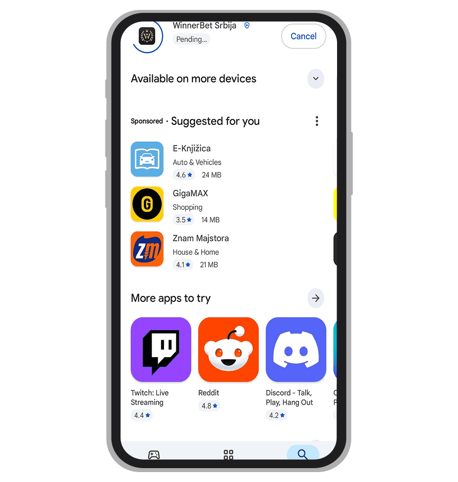 WinnerBet Google Play instalacija