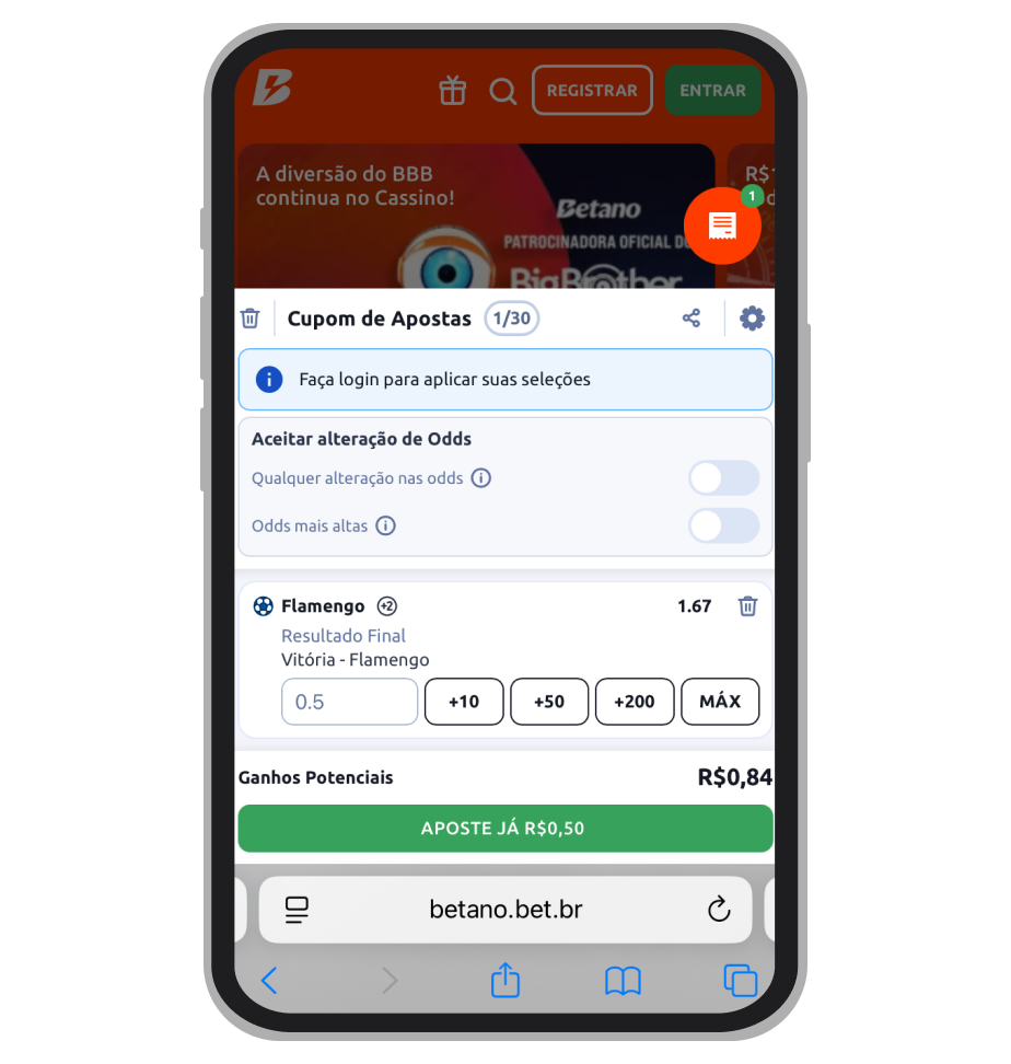 Aposta mínima na Betano