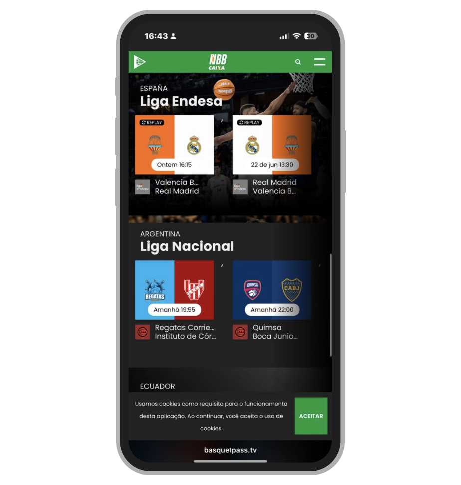 Jogos de Liga ACB no NBB Basquetpass