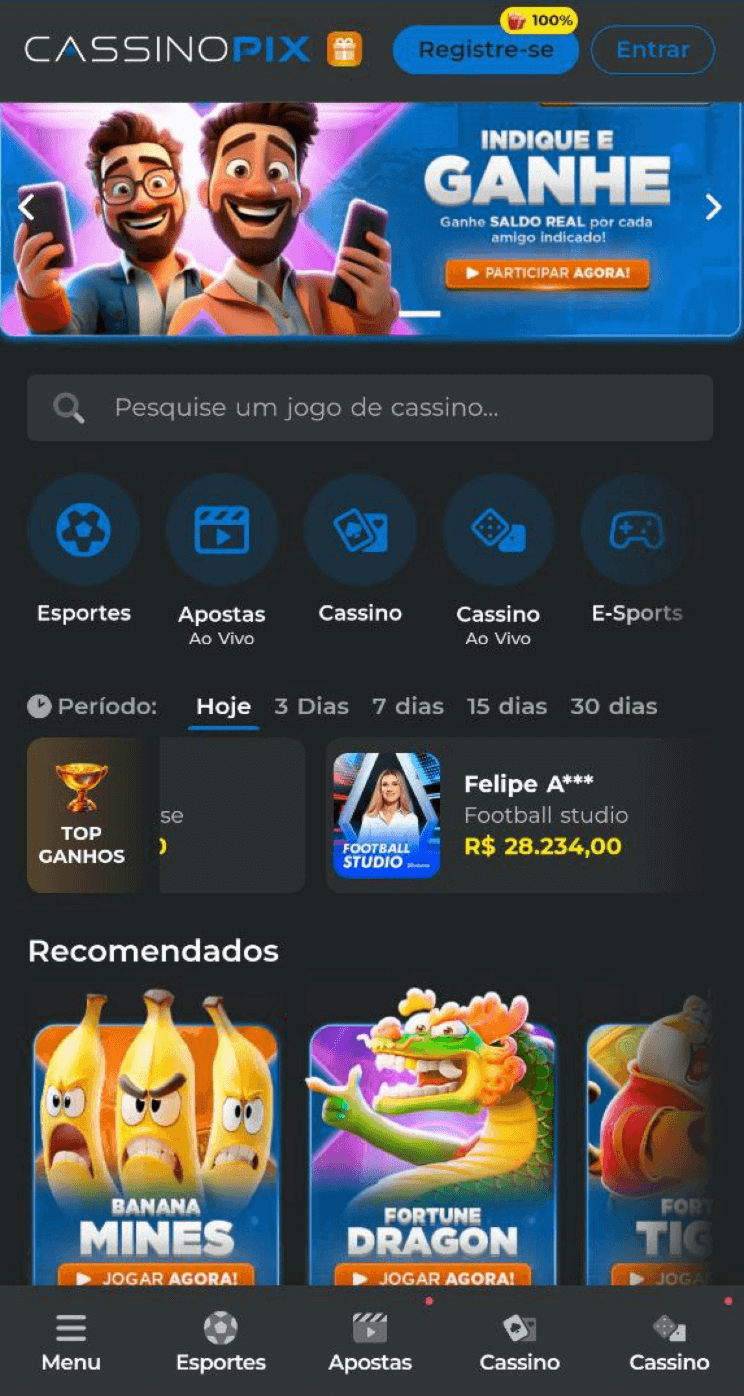 A tele inicial do app