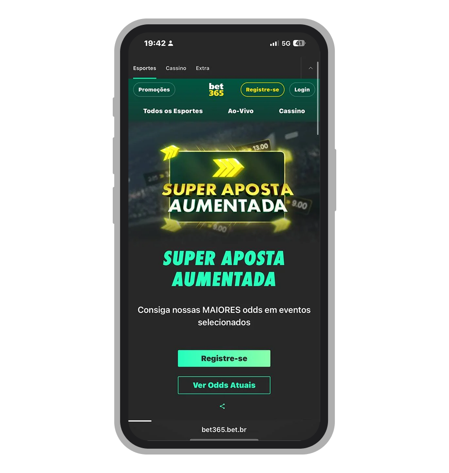 Promoção de Super aposta aumentada na Bet365