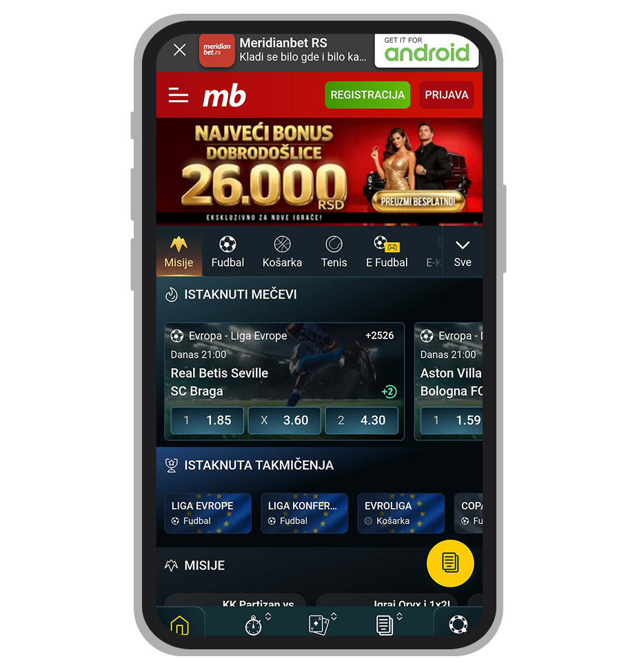 Meridian Bet aplikacija